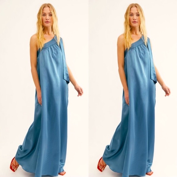 Free People Dresses & Skirts - NWOT *CURRENT* Free People Soa One Shoulder Maxi Dress, Ocean Blue, Sz. Small